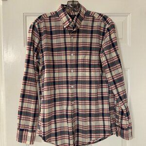 J Crew Long Sleeve Summer Plaid Button Up - Red/White/Blue - Small - 100% Cotton